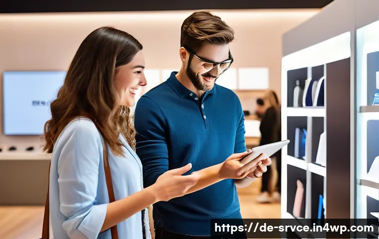 역메타버스 서비스의 콘텐츠 마케팅 전략 - **Prompt 1: Seamless Phygital Customer Journey**
    "A vibrant, modern scene depicting a diverse gr...