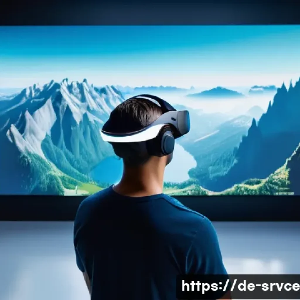 역메타버스 서비스의 고객 만족도 조사 - A sleek, modern virtual reality interface scene showcasing a user navigating a minimalist Reverse Me...