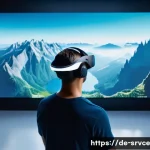 Home 19 역메타버스 서비스의 고객 만족도 조사 - A sleek, modern virtual reality interface scene showcasing a user navigating a minimalist Reverse Me...