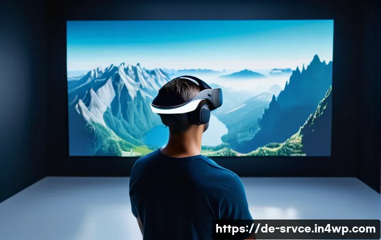 역메타버스 서비스의 고객 만족도 조사 - A sleek, modern virtual reality interface scene showcasing a user navigating a minimalist Reverse Me...