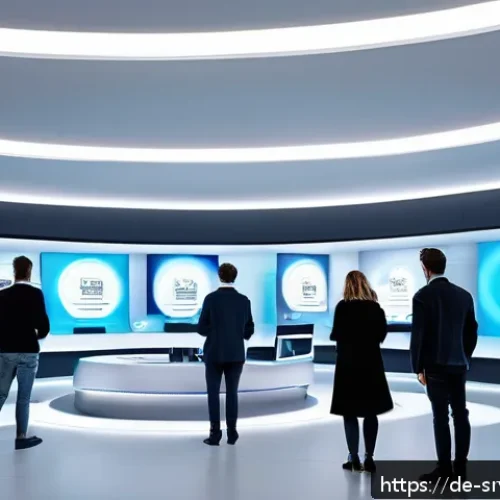 역메타버스 서비스와 고객 충성도 - A modern German virtual showroom interior designed with sleek futuristic architecture, featuring div...